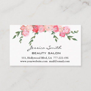 Simple blushed boho  watercolor roses appointment card
