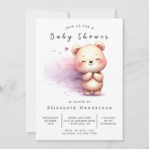 Simple Bohemian Bear Baby Shower Invitation