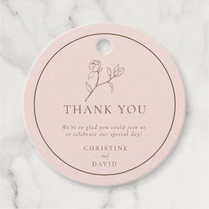 Simple Bohemian Rose Wedding floral Favour Tags