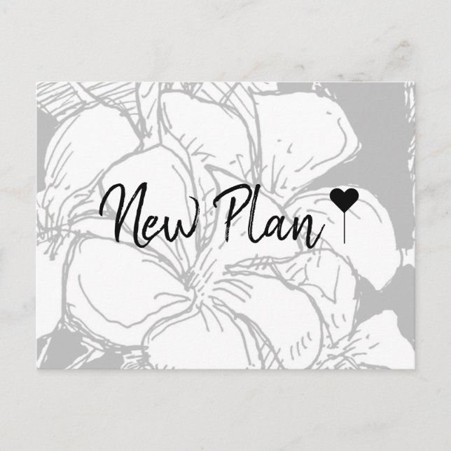 Simple Bohemian Script Floral New Plan Postcard (Front)