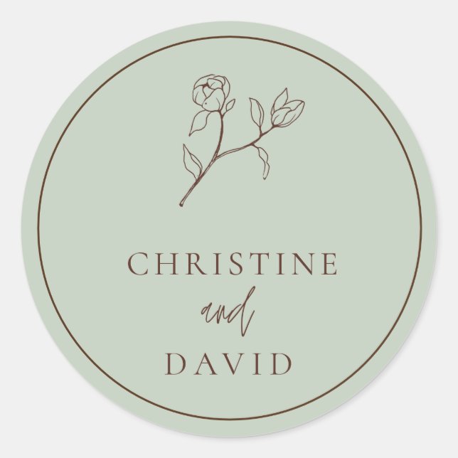 Simple Bohemian Wedding floral  Classic Round Stic Classic Round Sticker (Front)