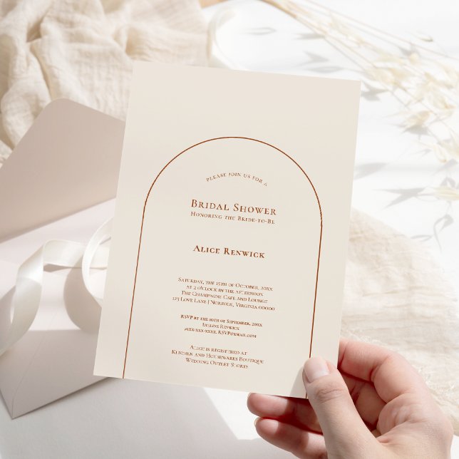 Simple Boho Arch Ivory Bridal Shower Invitation (Creator Uploaded)