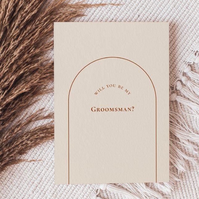 Simple Boho Arch Ivory Groomsman Proposal Card (Creator Uploaded)
