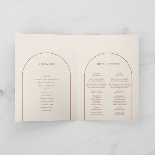Simple Boho Arch Ivory Wedding Folded Program