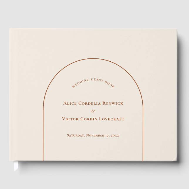 Simple Boho Arch Ivory Wedding Guest Book (Front)