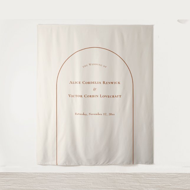Simple Boho Arch Ivory Wedding Photo Backdrop Tapestry (Front)
