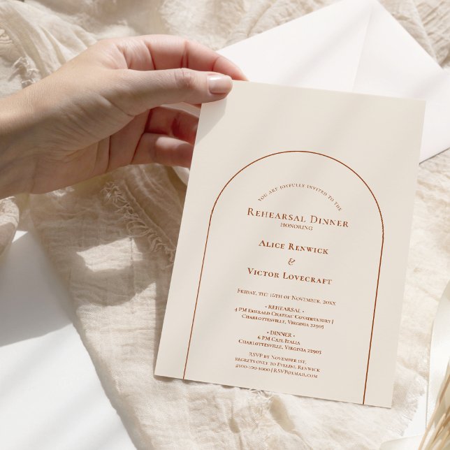 Simple Boho Arch Ivory Wedding Rehearsal Invitation (Creator Uploaded)