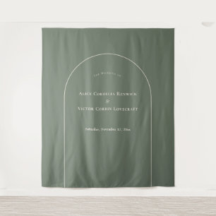 Simple Boho Arch Sage Green Wedding Photo Backdrop Tapestry