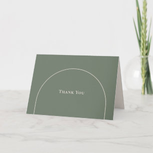 Simple Boho Arch Sage Green Wedding Thank You Card