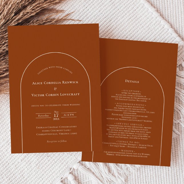 Simple Boho Arch Terracotta Wedding Details and Invitation (Creator Uploaded)