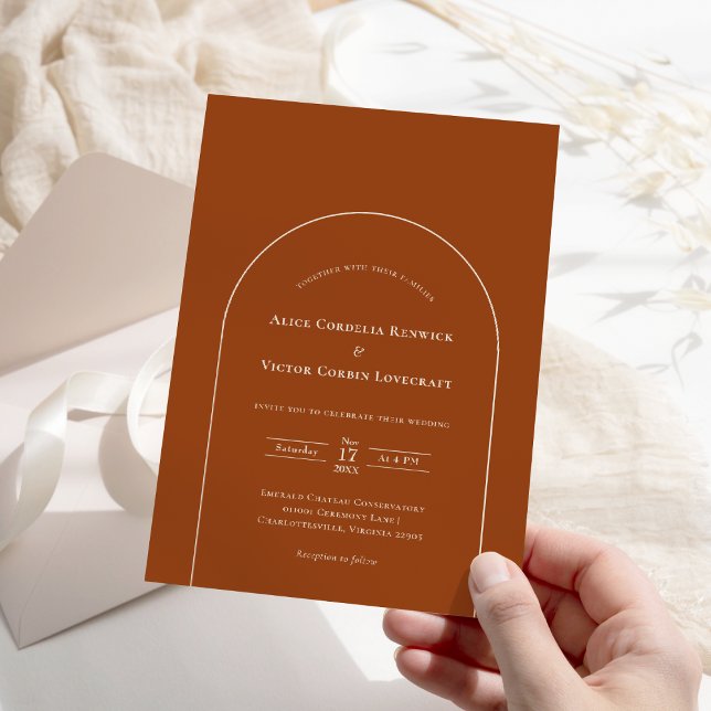 Simple Boho Arch Terracotta Wedding Invitation (Creator Uploaded)