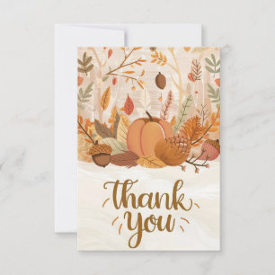 Simple Boho Autumn Fall Thank You Card