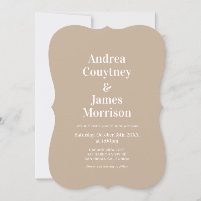 Simple Boho Beige Photo Wedding Invitation (Front)