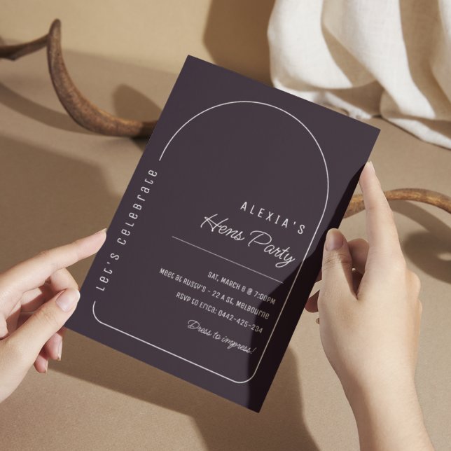 Simple Boho Black Hens Party Invitation Template (Creator Uploaded)