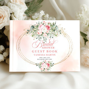Simple Boho Blush Roses Greenery Bridal Shower  Guest Book