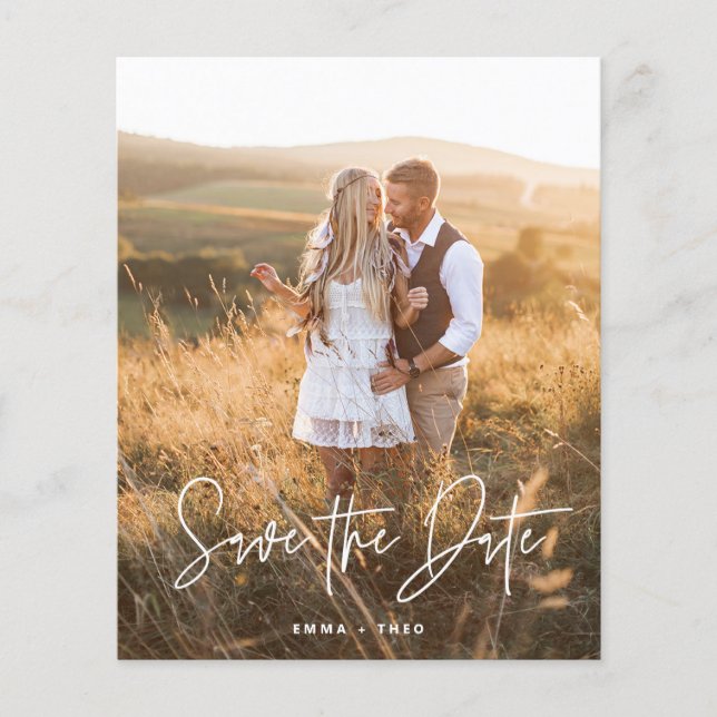 Simple Boho |  BUDGET Script Photo Save the Date (Front)