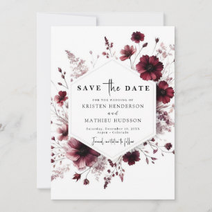 Simple Boho Burgundy Wedding Save The Date