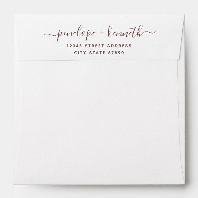 Simple Boho Butterfly Burgundy Taupe Wedding  Envelope (Back (Top Flap))