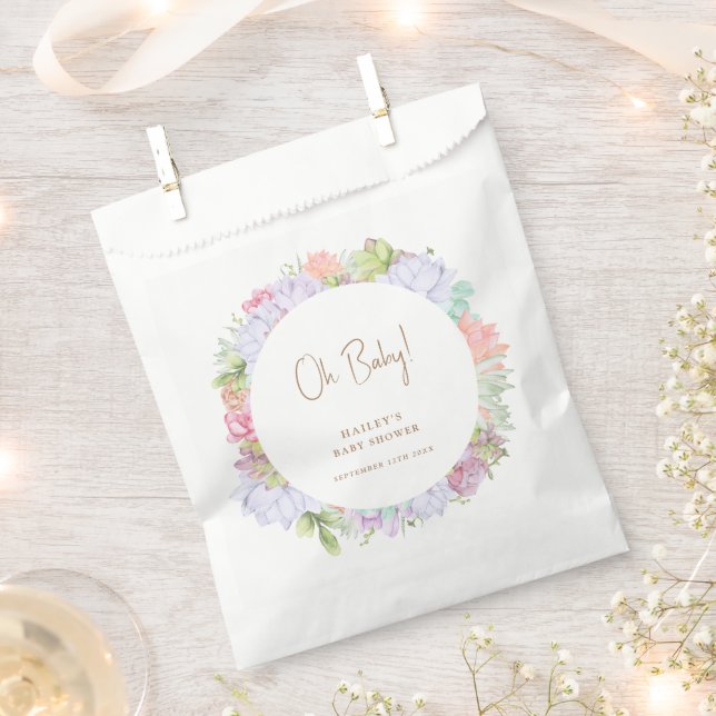 Simple Boho Cactus Desert Oh Baby Shower  Favour Bag (Clipped)