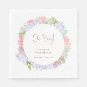 Simple Boho Cactus Desert Oh Baby Shower Napkin