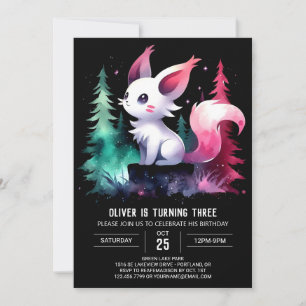 Simple Boho Cat Birthday Invitation
