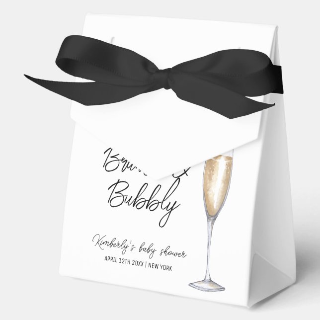 Simple Boho Champagne Brunch Bubbly Baby Shower  Favour Box (Front)