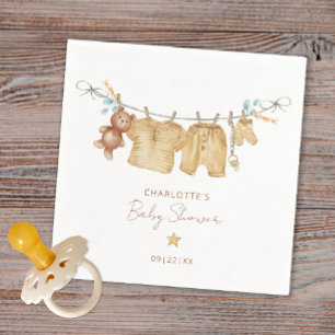 Simple Boho Clothesline Baby Shower Napkin