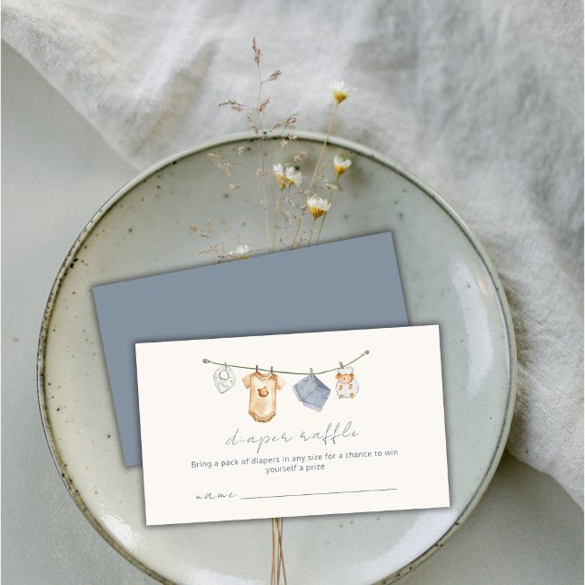Simple Boho Clothesline Diaper Raffle Baby Shower  Enclosure Card (Simple Boho Clothesline Diaper Raffle Baby Shower Enclosure Card)