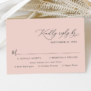Simple Boho Dusty Rose Meal Options Wedding RSVP Card
