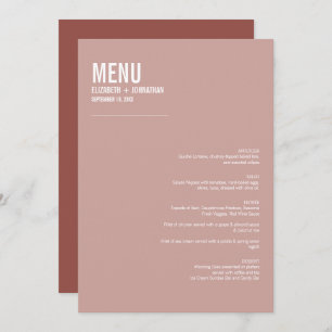 Simple Boho Dusty Rose Typography Wedding Menu