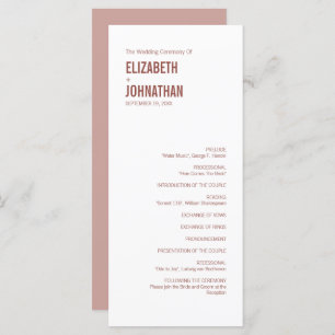 Simple Boho Dusty Rose Typography Wedding Program