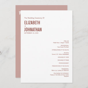 Simple Boho Dusty Rose Wedding Typography Program