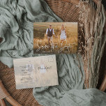 Simple Boho | Elegant Script Photo Save the Date Announcement Postcard<br><div class="desc">This simple and boho wedding save the date postcard features your personal photo on the front,  with elegant modern handwritten script typography. The back of the postcard has plenty of room for all of your wedding details,  all printed over a sheer overlay of your second photo.</div>