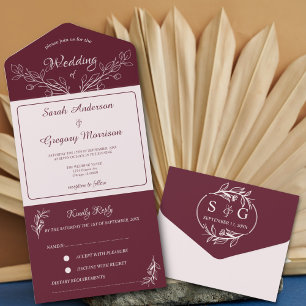 Simple Boho Floral All in One Wedding Invite