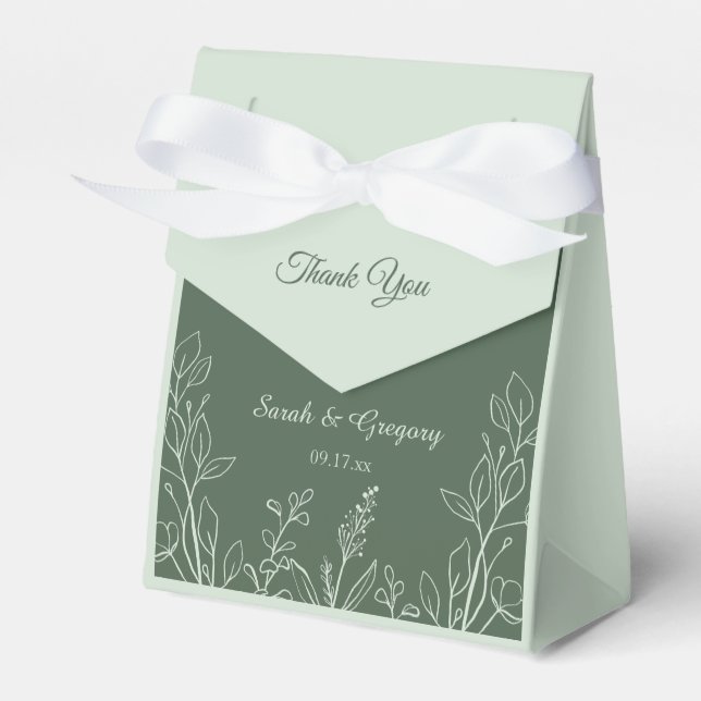  Simple Boho Floral Sage Green Favour Box (Front Side)