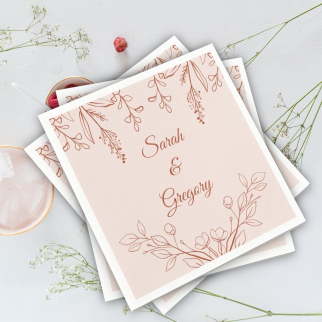 Simple Boho Floral Terracotta Wedding  Napkin (Creator Uploaded)