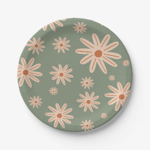 Simple Boho Flowers All Ages Birthday Paper Plate