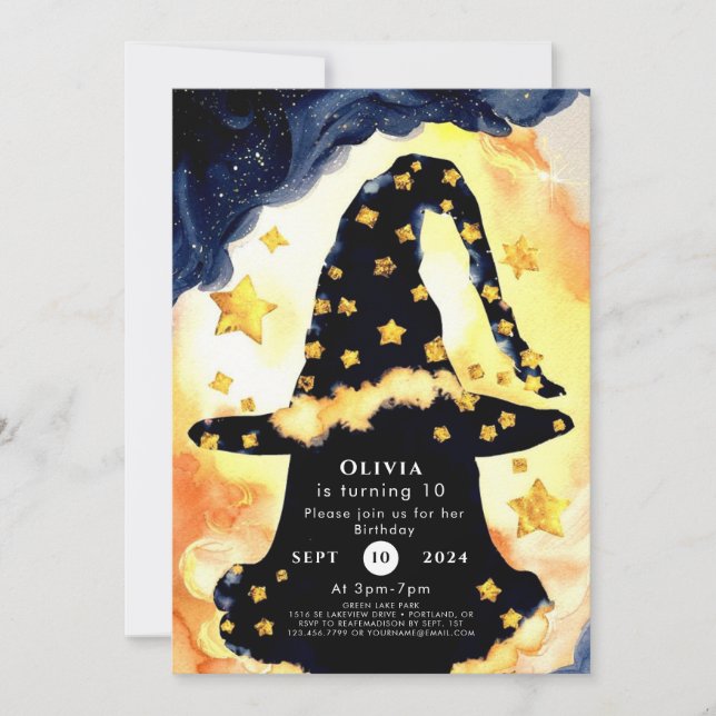 Simple Boho Fun Wizard Birthday Invitation (Front)
