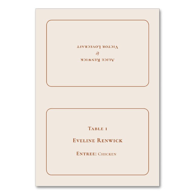 Simple Boho Ivory Entree Foldable Place Card (Front)