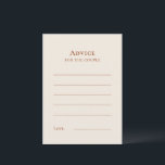 Simple Boho Ivory Wedding Advice Card<br><div class="desc">This Simple Boho Ivory Wedding Advice Card design features a sophisticated muted palette of neutral ivory paired with gorgeous mix and match options of rust terracotta, sage green, and plum. The understated elegance of simple typography and gentle arches creates a soothing and polished aesthetic with classic minimalist styling. The coordinating...</div>