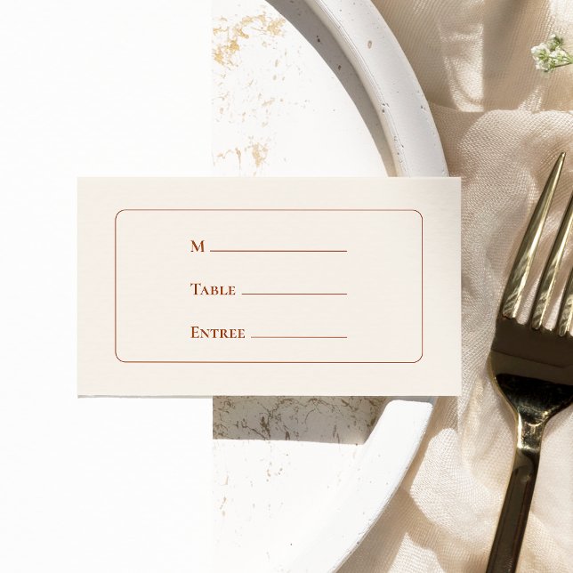 Simple Boho Ivory Wedding Entree Choice Flat Place Card (Creator Uploaded)