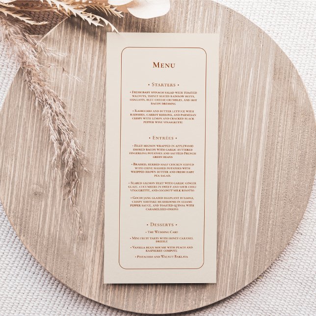 Simple Boho Ivory Wedding Flat Menu (Creator Uploaded)
