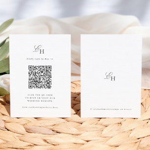 Simple Boho Minimalist Monogram QR Wedding RSVP Enclosure Card