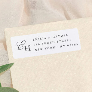 Simple Boho Minimalist Monogram Wedding Return Address Label