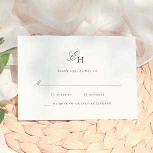 Simple Boho Minimalist Monogram Wedding RSVP Card