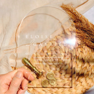 Simple Boho Modern Minimalist Arch Wedding Acrylic Invitations