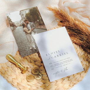 Simple Boho Modern Minimalist Photo Wedding Invitation