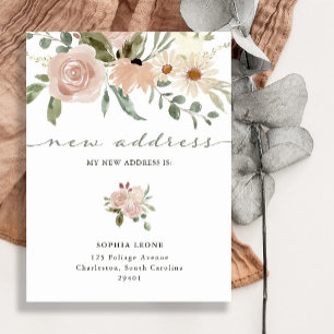 Simple Boho Neutral Floral   Moving Announcement