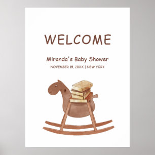 Simple Boho New Chapter Book Baby Shower Welcome Poster