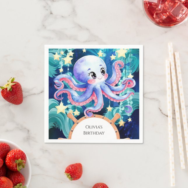 Simple Boho Octopus Birthday Napkin (Insitu)